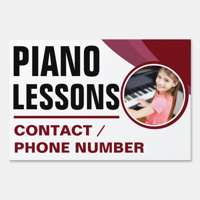 Custom Piano Lessons Yard Sign (Front)
