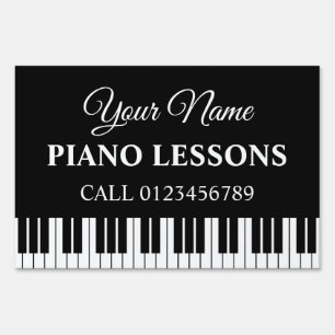 Custom piano lessons yard sign for music teacher