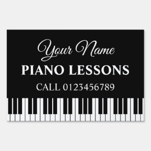 Custom piano lessons yard sign for music teacher