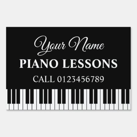 Custom Piano Lessons Yard Sign For Music Teacher