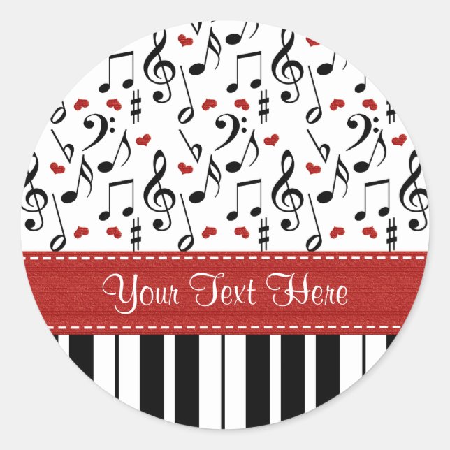 Custom Piano Music Notes Stickers (Front)