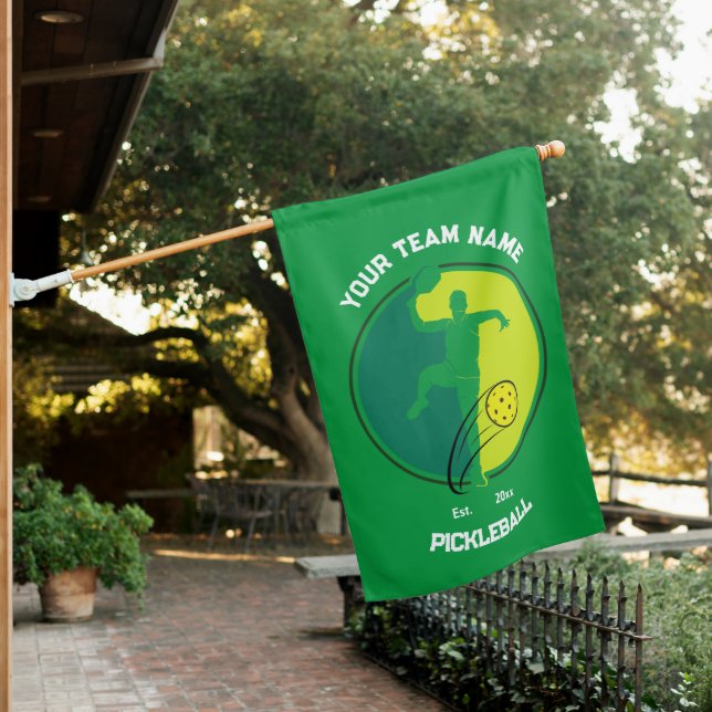 Custom Pickleball Club Team Player Pickler Green House Flag (In SItu)