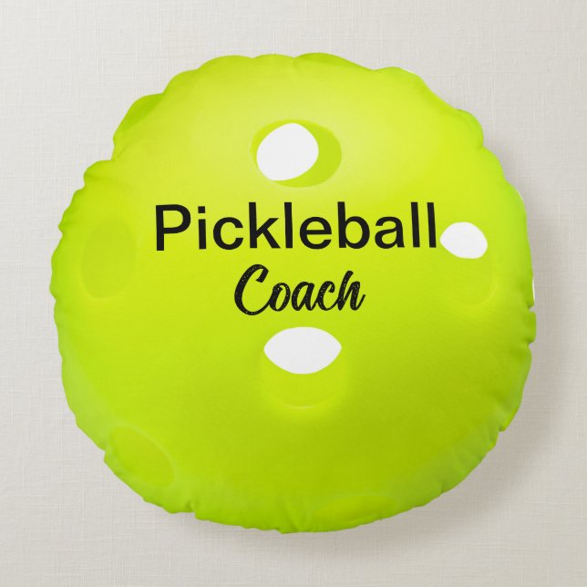 Custom Pickleball Coach Keepsake Round Pillow (Front)