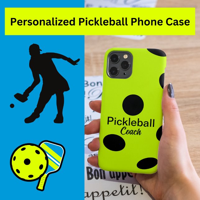 Custom Pickleball Coach Yellow   Case-Mate iPhone Case (You Can Change The Text.)