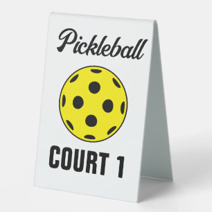 Custom pickleball court number table tent sign