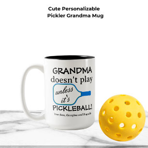 Custom Pickleball Grandma Funny Modern Typography Two-Tone Coffee Mug