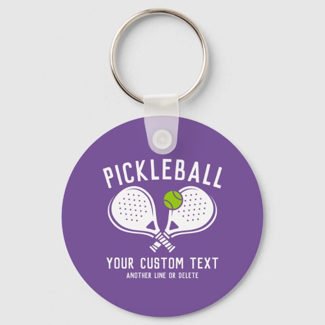 Custom Pickleball Lover's Team Club Paddle & Ball Keychain (Front)