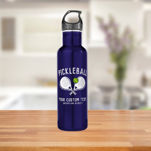 Custom Pickleball Lover's Team Club Paddle & Ball Stainless Steel Water Bottle