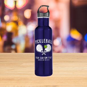 Custom Pickleball Lover's Team Club Paddle & Ball Stainless Steel Water Bottle