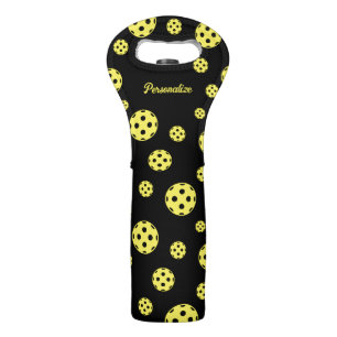 Custom pickleball novelty wine bottle tote bag