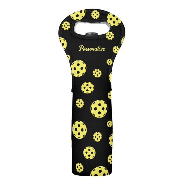 Custom pickleball novelty wine bottle tote bag (Front)