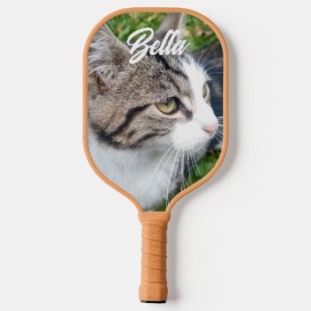 Custom Pickleball Paddle Racket With Pet Cat Photo by photoedit at Zazzle