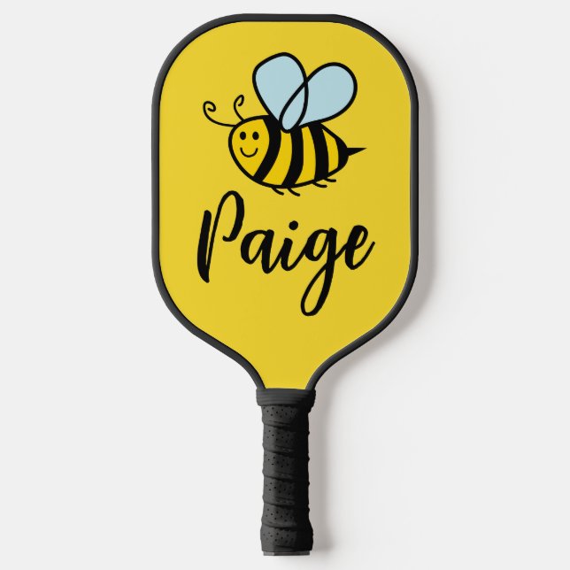 Custom pickleball paddle with cute honey bee logo (Front)