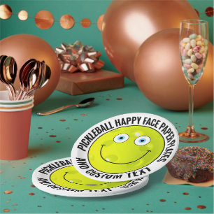 Custom Pickleball Party BLUE EYES Happy Face 7" Paper Plates