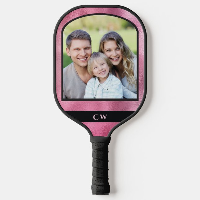 Custom Pickleball Pink Player Photo Monogrammed  Pickleball Paddle (Front)