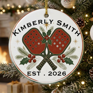 Custom Pickleball player Personalized holiday  Ceramic Ornament