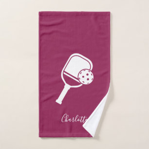 Custom Pickleball Players Swag Script Any Color Hand Towel