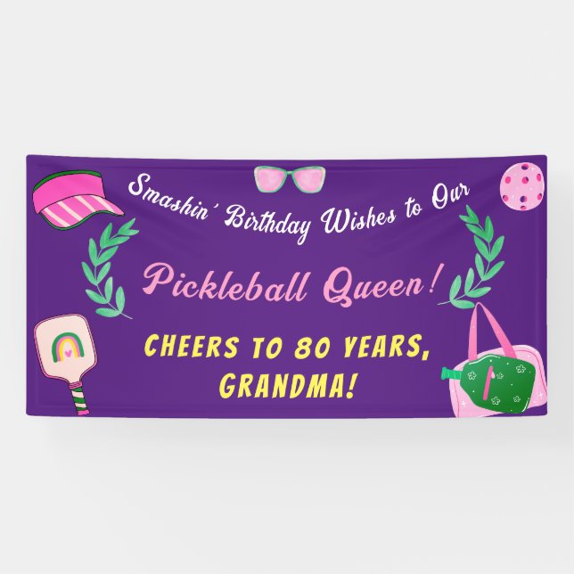 Custom Pickleball Queen Birthday Banner (Horizontal)