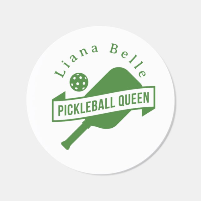 Custom Pickleball Queen Paddle Logo Round Sticker (Single)
