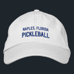 Custom Pickleball Sports Your City, Team Club Name Embroidered Baseball Cap<br><div class="desc">The perfect baseball style cap for pickleball enthusiasts.  Add your city/town location or team/club name to create a one of a kind pickleball cap.  Perfect for team gear or tournament events.</div>