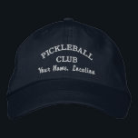 Custom Pickleball Team Club, Player Name Your Text Embroidered Baseball Cap<br><div class="desc">The perfect hat for pickleball enthusiasts.  Add your club,  team name,  city/town location or date,  tournament name,  etc. to create a one of a kind pickleball cap.  Great for matching team gear or tournament events - or even a pickleball trip. Easily change the text and hat color.</div>
