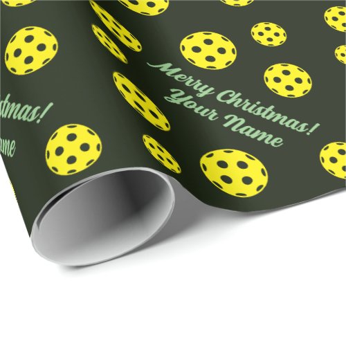 Custom pickleball theme Christmas wrapping paper