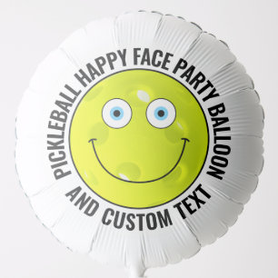 Custom Pickleball Theme Party BLUE EYES Happy Face Balloon