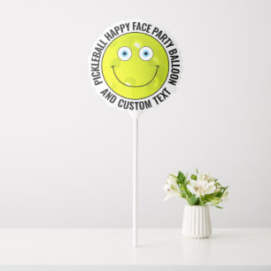 Custom Pickleball Theme Party BLUE EYES Happy Face Balloon