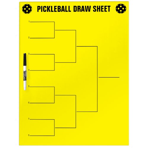 Custom pickleball tournament draw sheet template dry erase board