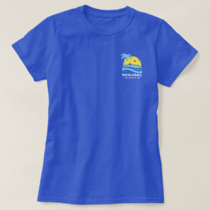 Custom Pickleball Tropical Palm Tree Sun Pocket T-Shirt