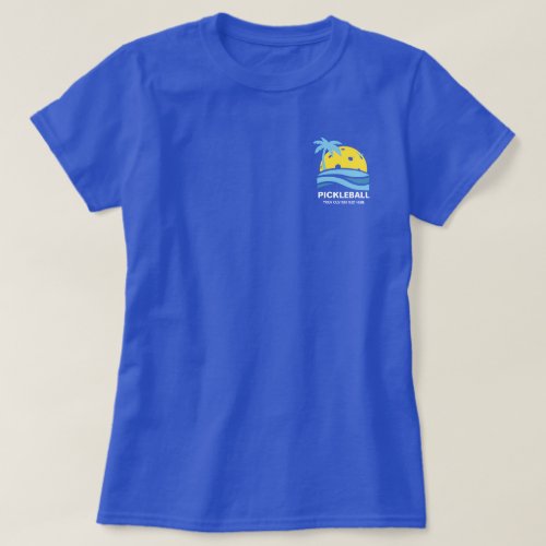 Custom Pickleball Tropical Palm Tree Sun Pocket T_Shirt