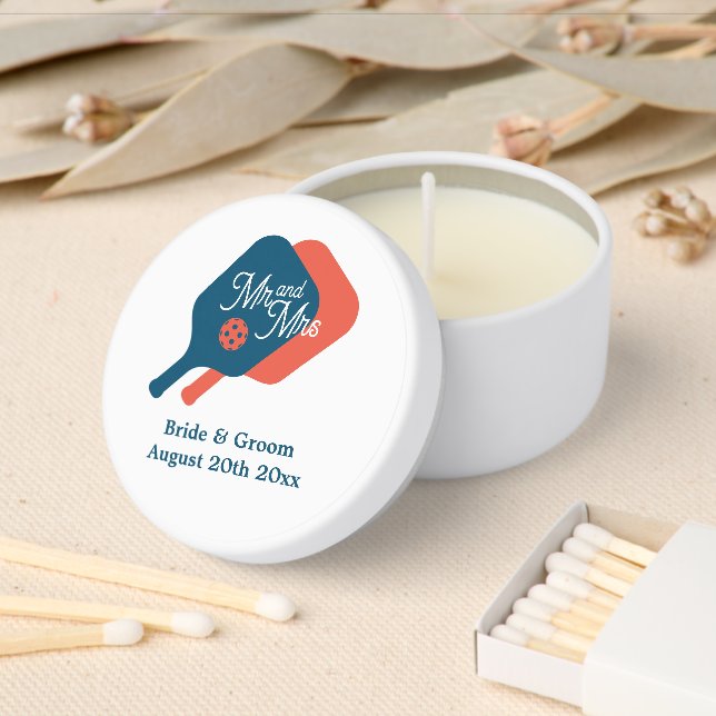 Custom pickleball wedding mini candle favors (Insitu)