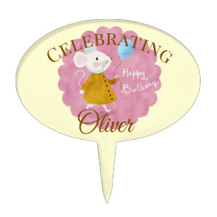 Custom Picnic Mouse Birthday Party Cake Topper