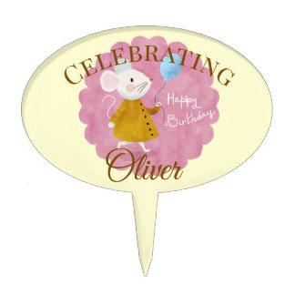 Custom Picnic Mouse Birthday Party Cake Topper