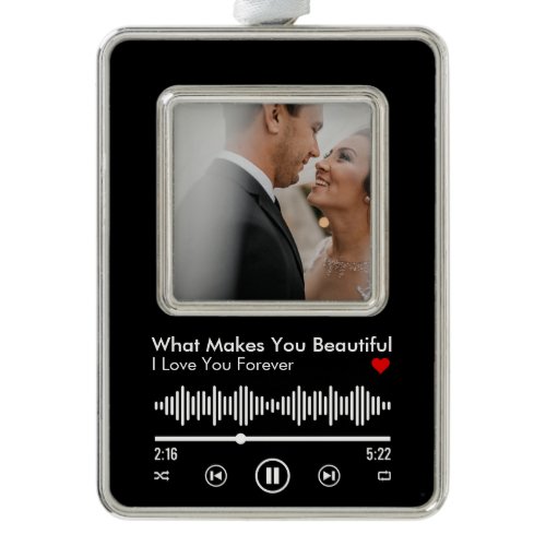 Custom picture and favorite song for couple christmas ornament