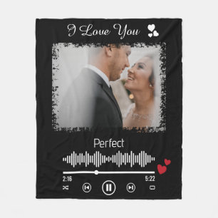 Custom picture and favorite song for couple fleece blanket