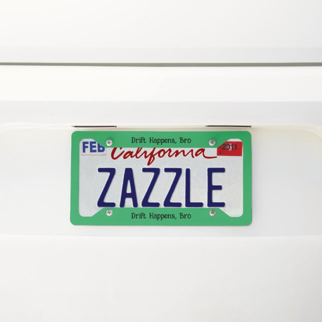 Custom Picture and Text Drift Happens, Bro License Plate Frame (On Car)