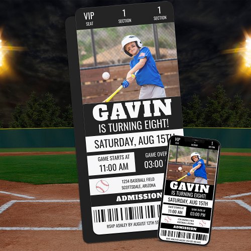 Custom Picture Baseball Ticket Birthday Party