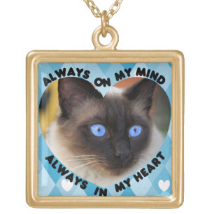 Custom Picture Blue Heart Pattern Heart And Mind Gold Plated Necklace
