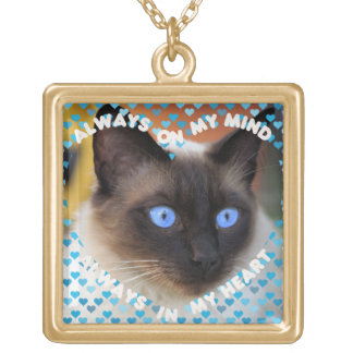 Custom Picture Blue Heart Pattern Heart And Mind Gold Plated Necklace