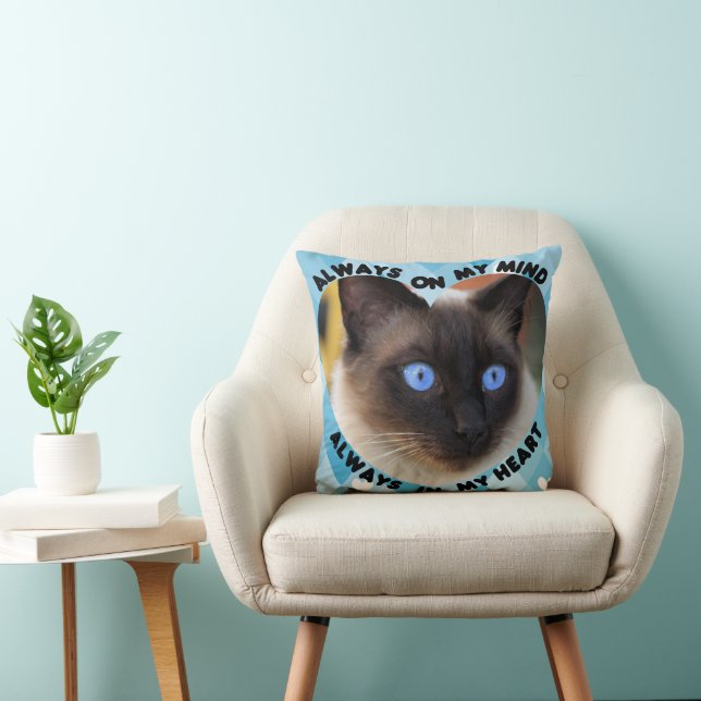 Custom Picture Blue Heart Pattern Heart And Mind  Throw Pillow (Chair)