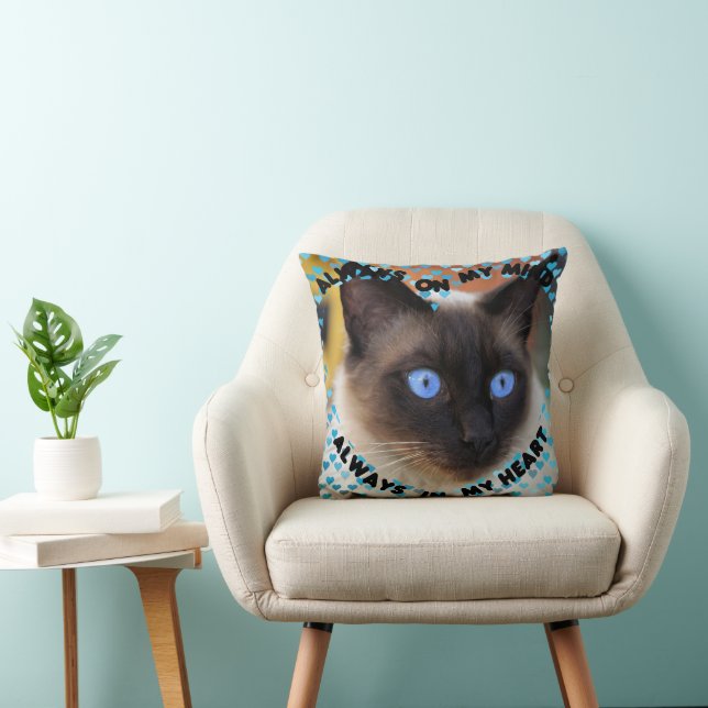 Custom Picture Blue Heart Pattern Heart And Mind  Throw Pillow (Chair)