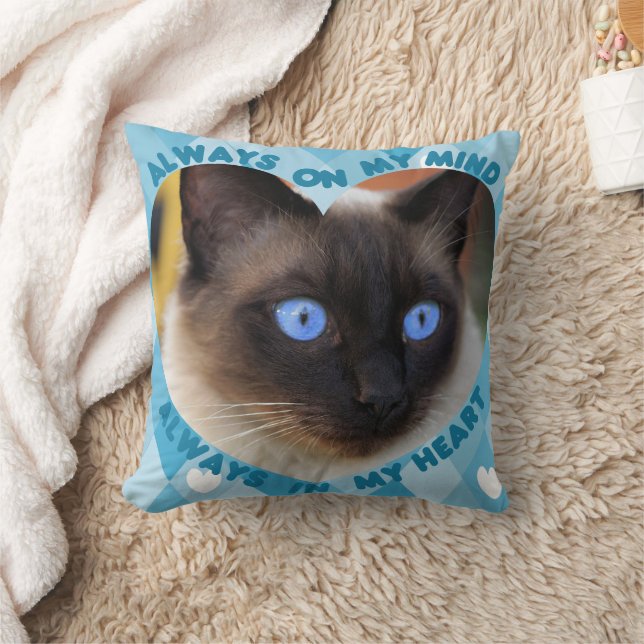 Custom Picture Blue Heart Pattern Heart And Mind  Throw Pillow (Blanket)