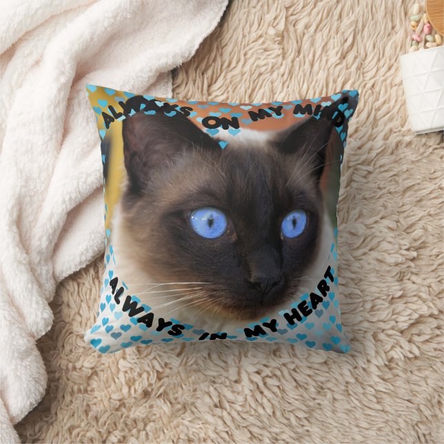 Custom Picture Blue Heart Pattern Heart And Mind  Throw Pillow (Blanket)