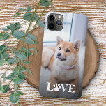 Custom Picture Love Heart Paw Print Quote Text iPhone 11 Pro Max Case<br><div class="desc">Cute Love text is written in a stylish modern typography font and a dog paw representing the letter O. With the option to personalize or customize with a photo of your choice. Unique keepsake, birthday, Valentine's Day gift from your family pet, or Christmas present. Easily customizable with a fun photograph....</div>
