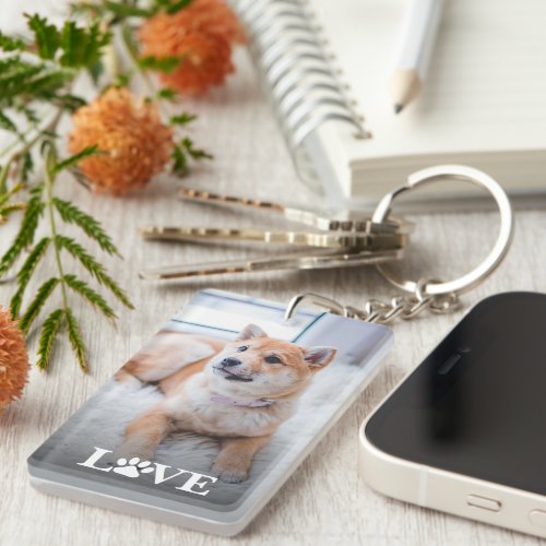Custom Picture Love Paw Quote Text Keychain