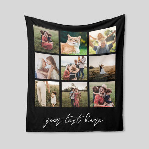 Custom Picture Personalized 9 Photo Collage Fleece Blanket