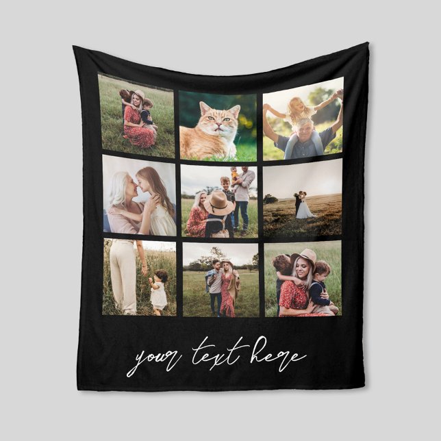 Custom Picture Personalized 9 Photo Collage Fleece Blanket (Creator Uploaded)