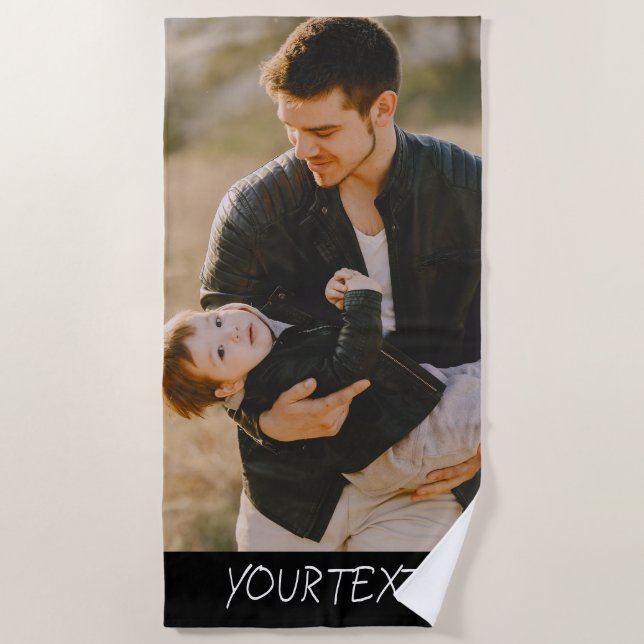 Custom Picture Personalized Photo with Text  Beach Towel (Front)