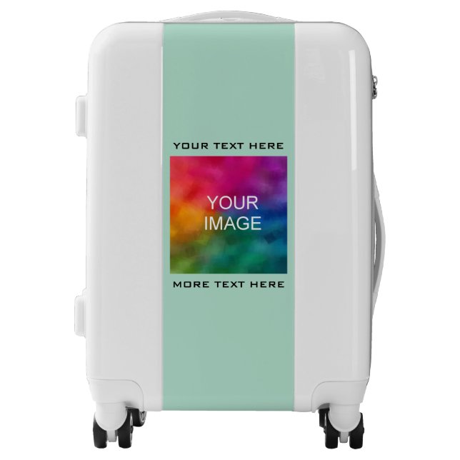 Custom Picture Photo Image Logo Teal Carry On Luggage (Front)